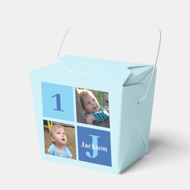 Cute Custom Photo Boys 1st Birthday Party Favour Box (Front Side)