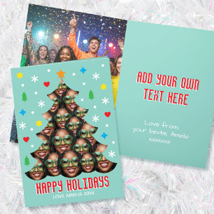 Cute Custom Photo Christmas Tree Green Folded Holiday Card
