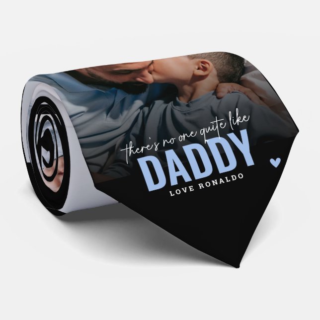 Cute Custom Photo Collage Keepsake DADDY Gift Tie (Rolled)