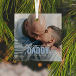 Cute Custom Photo Keepsake DADDY Gift Christmas Glass Tree Decoration<br><div class="desc">Modern Custom Photo Christmas Ornament with the text 'There's no one quite like DADDY' featuring a combination of script and sans typography and a cute little heart. Personalise with the name of whom it's from. This ornament would work for (grandma, mother, father, sister etc). A precious keepsake gift for all...</div>