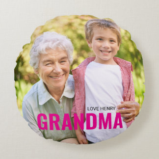Cute Custom Photo Keepsake GRANDMA Gift  Round Cushion