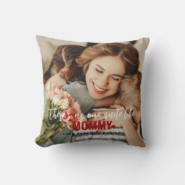 Cute Custom Photo Keepsake MOMMY Gift Throw Cushion (Front)