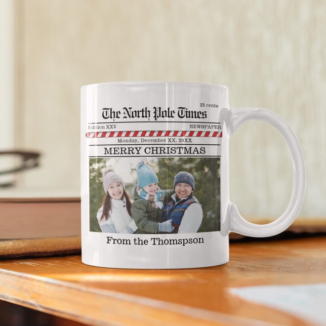 Cute Custom Photo Merry Christmas  Coffee Mug (Merry Christmas holiday photo mug.)