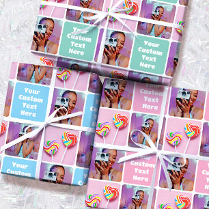 Cute Custom Photo Modern Retro 3 Set Wrapping Paper Sheet