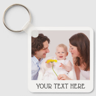 Cute Custom Photo & Name Text Aluminum Key Ring