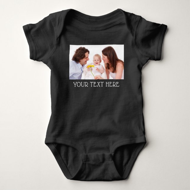 Cute Custom Photo & Name Text Baby Bodysuit (Front)