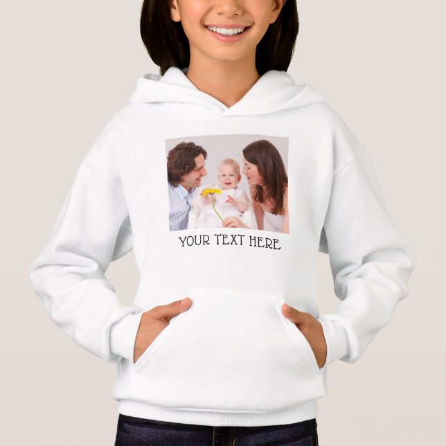 Cute Custom Photo & Name Text White Kids (Front)