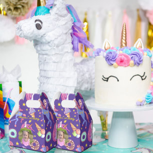 Cute Custom Photo Unicorns, Donuts & Ice Cream Favour Box