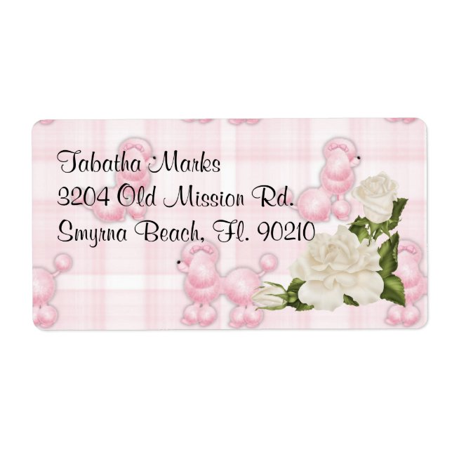 Cute Custom Pink Poodles Address Labels (Front)