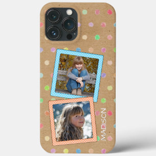 Cute Custom Polkadots Pattern Your Photos Name iPhone 13 Pro Max Case