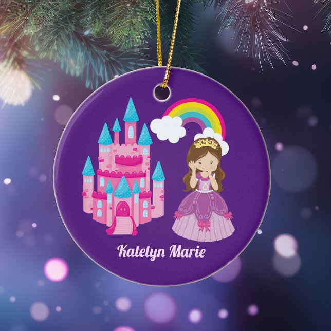 Cute Custom Princess Girl Purple Rainbow Ceramic Tree Decoration (Creator Uploaded)