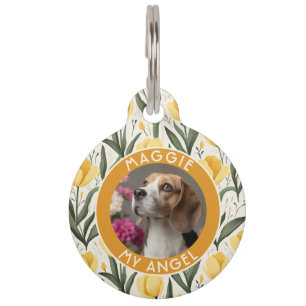 Cute Custom Puppy Gift Tulip Print Pet Tag