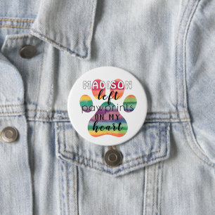 Cute Custom Rainbow Bridge Paw Prints On My Heart 7.5 Cm Round Badge