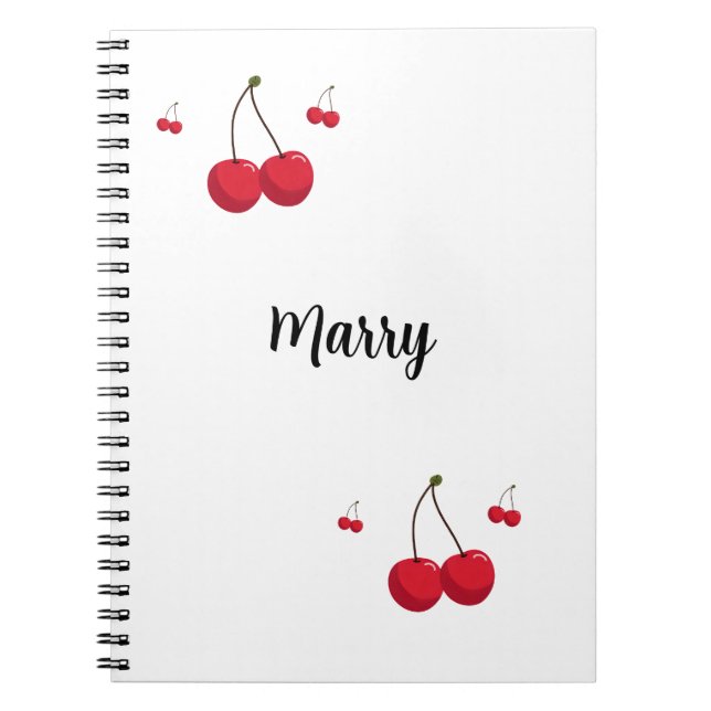 Cute Custom Red Cherries Notebook (Front)
