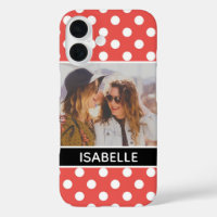 Cute Custom Red Polka Dot Photo Personalised