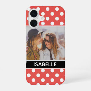 Cute Custom Red Polka Dot Photo Personalised iPhone 16 Case