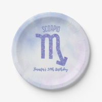 Cute Custom Scorpio Sign Purple Birthday Party