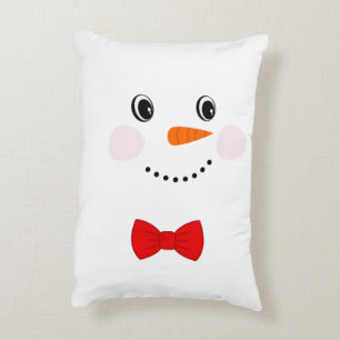 Cute Custom Snowman with Red Bowtie  Decorative Cushion