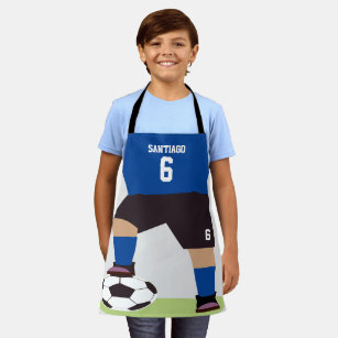 Cute Custom Soccer Football Player with Ball Colou Apron