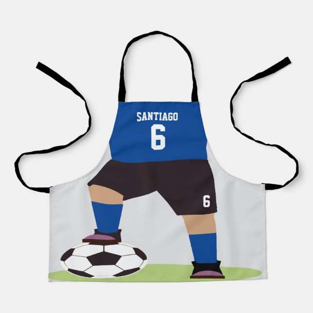 Cute Custom Soccer Football Player with Ball Colou Apron (Front)