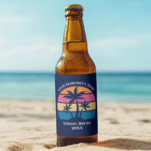 Cute Custom Sorority Spring Break Beach Party Blue Beer Bottle Label
