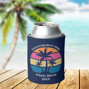 Cute Custom Sorority Spring Break Beach Party Blue Can Cooler