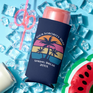 Cute Custom Spring Break Beach Party Palm Tree Seltzer Can Cooler