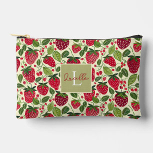 Cute Custom Strawberry Pattern Accessory Pouch