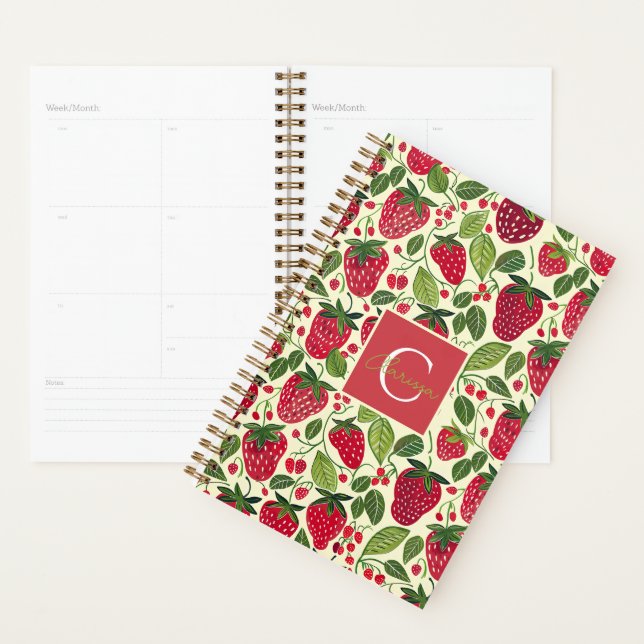 Cute Custom Strawberry  Pattern Planner (Display)