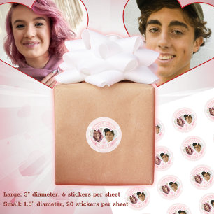 Cute Custom Valentines Photo  Classic Round Sticker