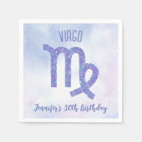 Cute Custom Virgo Purple Astrology Birthday Party