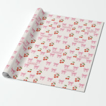Cute Custom Watercolor Cherry Bow Coquette Pattern