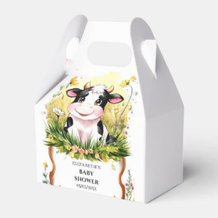 Cute Custom Watercolor Cow Baby Shower Favour Box