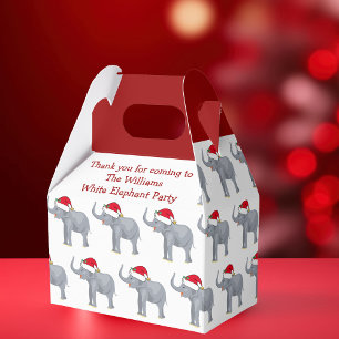 Cute Custom White Elephant Christmas Party Favour Box