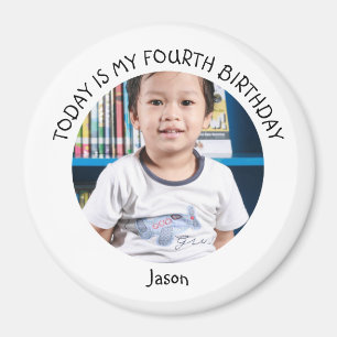 Cute Custom Year Name Round Birthday Party Photo Magnet