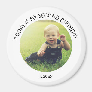Cute Custom Year Name Round Birthday Party Photo Magnet