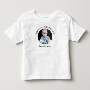 Cute Custom Year Name Round Photo Birthday Party Toddler T-Shirt