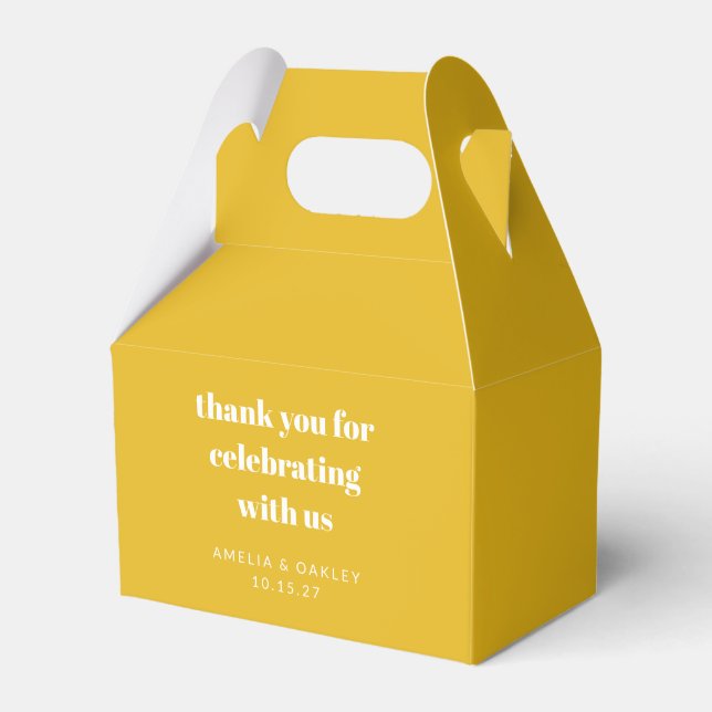 Cute Custom Yellow Couples Shower Thank You Favour Box (Front Side)