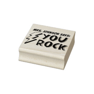 cute custom you rock teacher rubber stamp