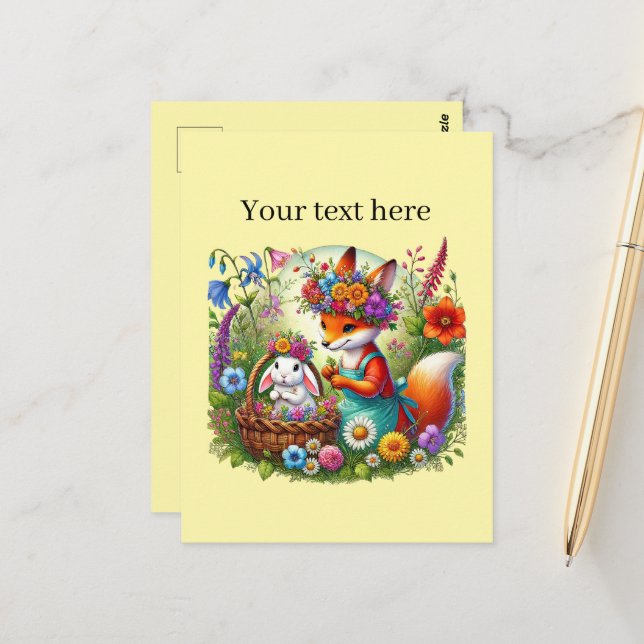 Cute customisable animal lovers  postcard (Front/Back In Situ)