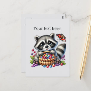 Cute customisable animal lovers racoon postcard