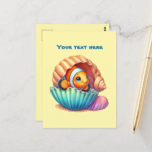 Cute customisable beach ocean fish postcard