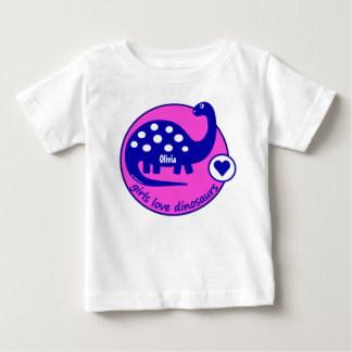 Cute Customisable Bright Pink Dinosaur for Girls Baby T-Shirt