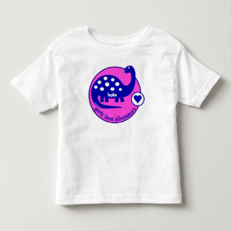 Cute Customisable Bright Pink Dinosaur for Girls Toddler T-Shirt