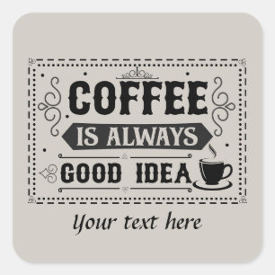 Cute customisable coffee word art  square sticker