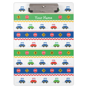 Cute Customisable Colourful Cartoon Cars Clipboard