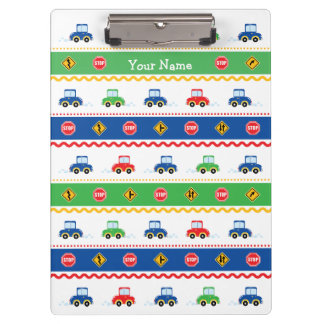 Cute Customisable Colourful Cartoon Cars Clipboard