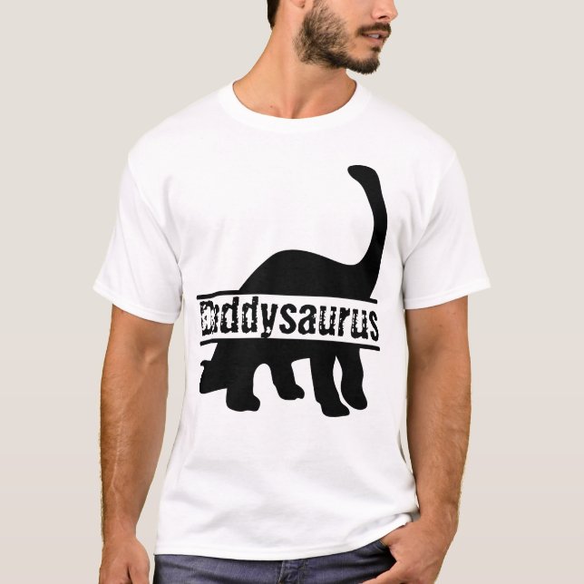 Cute Customisable Dadysaurus Rex Family Dinosaur T-Shirt (Front)