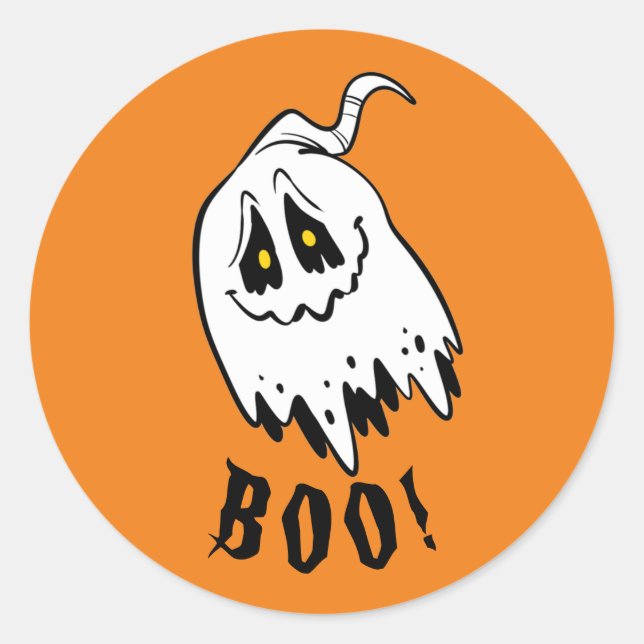 Cute customisable ghost Boo Halloween Classic Round Sticker (Front)