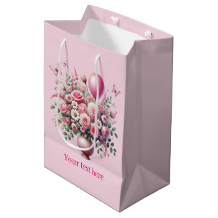 Cute customisable girl baby shower medium gift bag